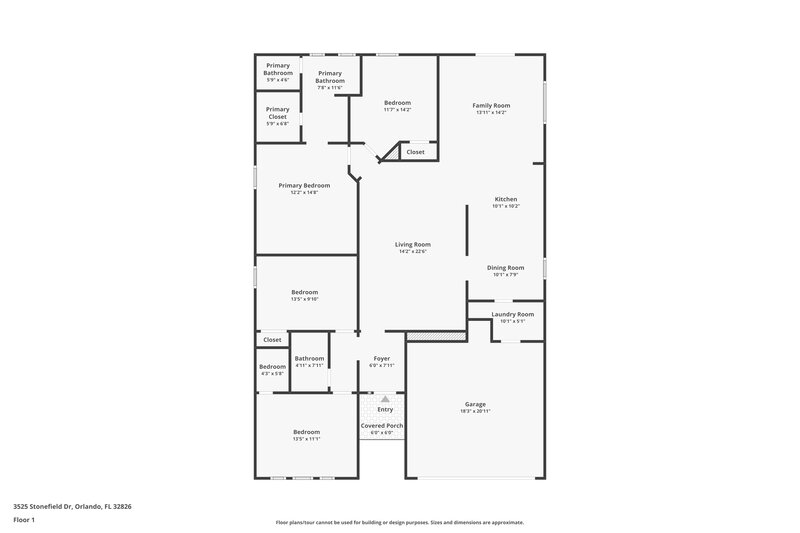 2,350/Mo, 3525 Stonefield Dr Orlando, FL 32826 Floor Plan View