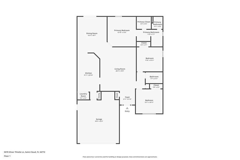2,065/Mo, 5070 Silver Thistle Ln Saint Cloud, FL 34772 Floor Plan View