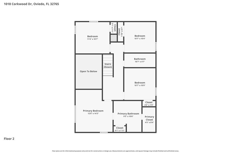 2,790/Mo, 1018 Corkwood Dr Oviedo, FL 32765 Floor Plan View 2