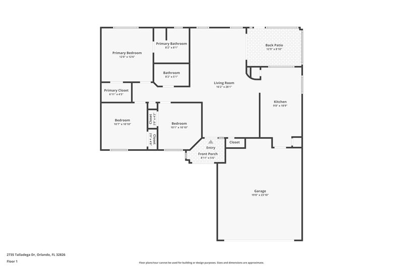 2,920/Mo, 2735 Talladega Dr Orlando, FL 32826 Floor Plan View