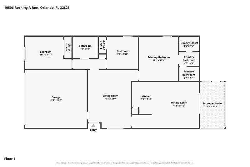2,175/Mo, 10506 Rocking a Run Orlando, FL 32825 Floor Plan View