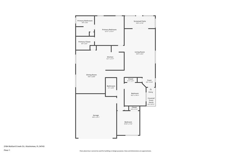 2,130/Mo, 2184 Mallard Creek Cir Kissimmee, FL 34743 Floor Plan View