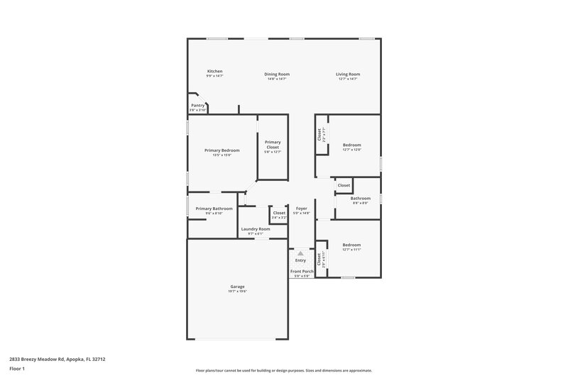 2,525/Mo, 2833 Breezy Meadow Rd Apopka, FL 32712 Floor Plan View