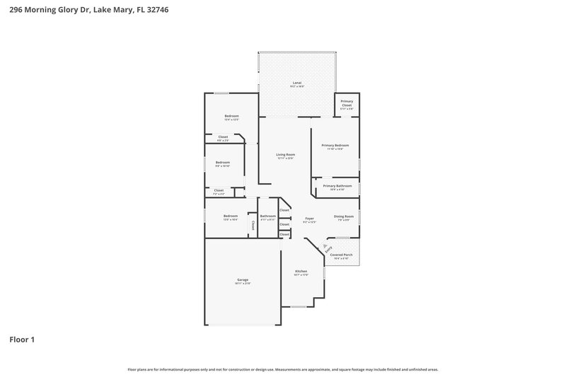 2,445/Mo, 296 Morning Glory Dr Lake Mary, FL 32746 Floor Plan View