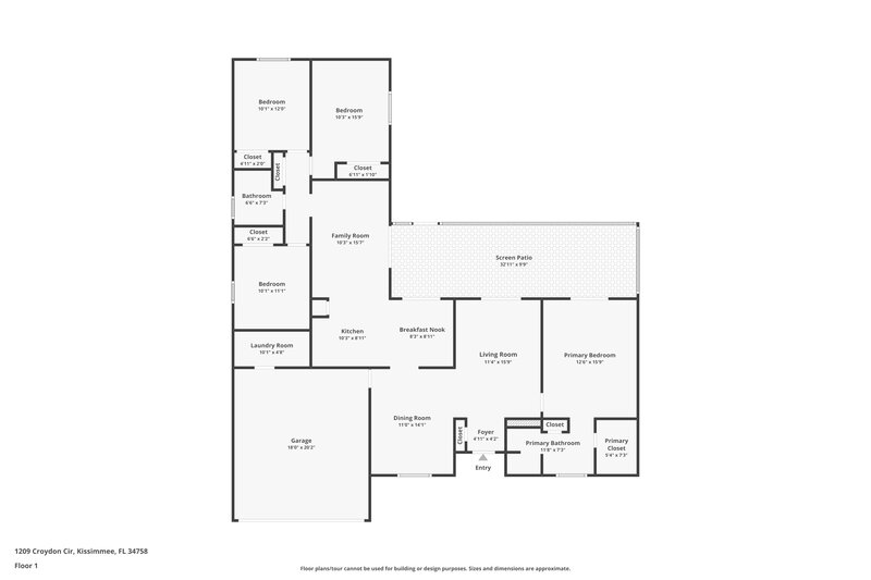 1,730/Mo, 1209 Croydon Cir Kissimmee, FL 34758 Floor Plan View
