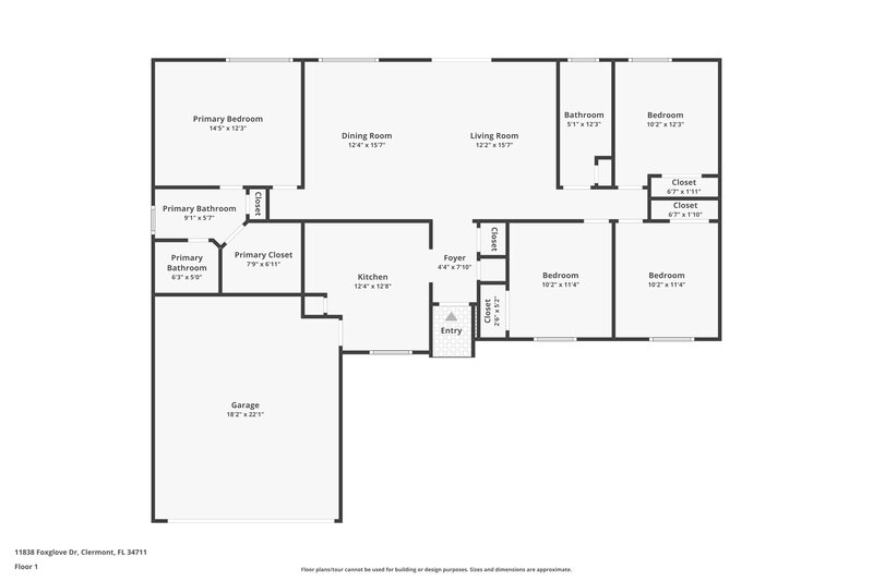 1,960/Mo, 11838 Foxglove Dr Clermont, FL 34711 Floor Plan View