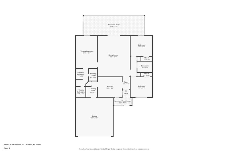 2,055/Mo, 1967 Corner School Dr Orlando, FL 32820 Floor Plan View