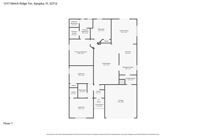 2,490/Mo, 1317 Welch Ridge Ter Apopka, FL 32712 Floor Plan View