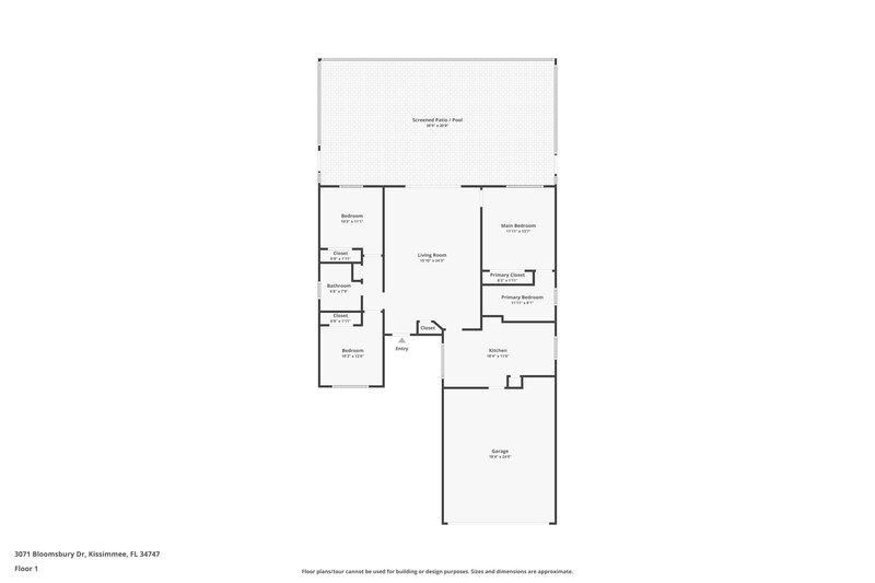 2,020/Mo, 3071 Bloomsbury Dr Kissimmee, FL 34747 Floor Plan View