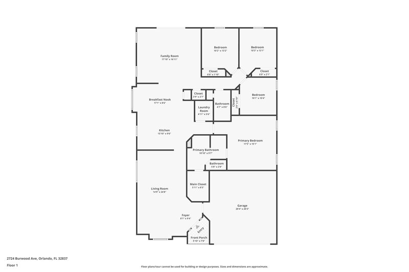 3,920/Mo, 2724 Burwood Ave Orlando, FL 32837 Floor Plan View