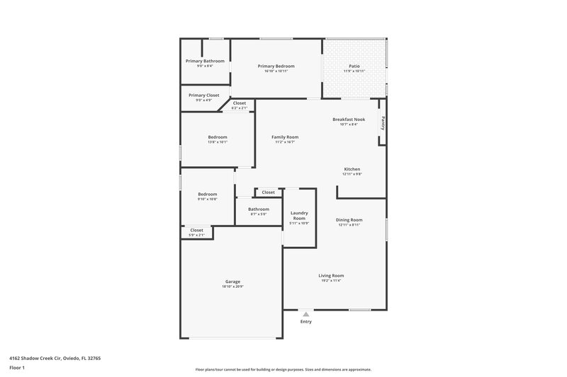 2,205/Mo, 4162 Shadow Creek Cir Oviedo, FL 32765 Floor Plan View