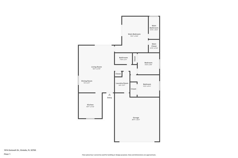 2,100/Mo, 1014 Gotwalt Dr Oviedo, FL 32765 Floor Plan View