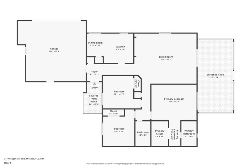 2,255/Mo, 2417 Ginger Mill Blvd Orlando, FL 32837 Floor Plan View