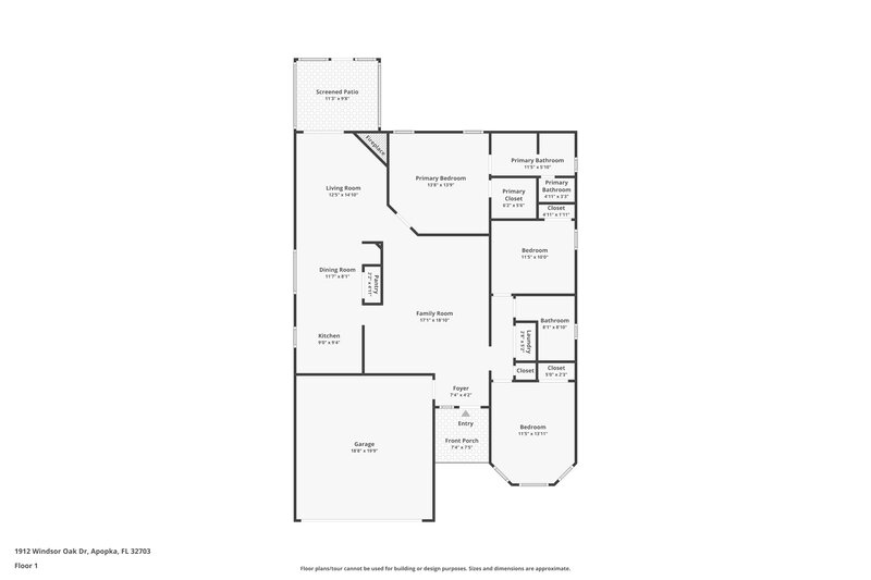 2,325/Mo, 1912 Windsor Oak Dr Apopka, FL 32703 Floor Plan View