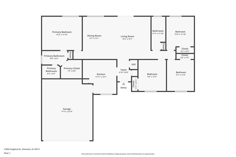 1,965/Mo, 11832 Foxglove Dr Clermont, FL 34711 Floor Plan View