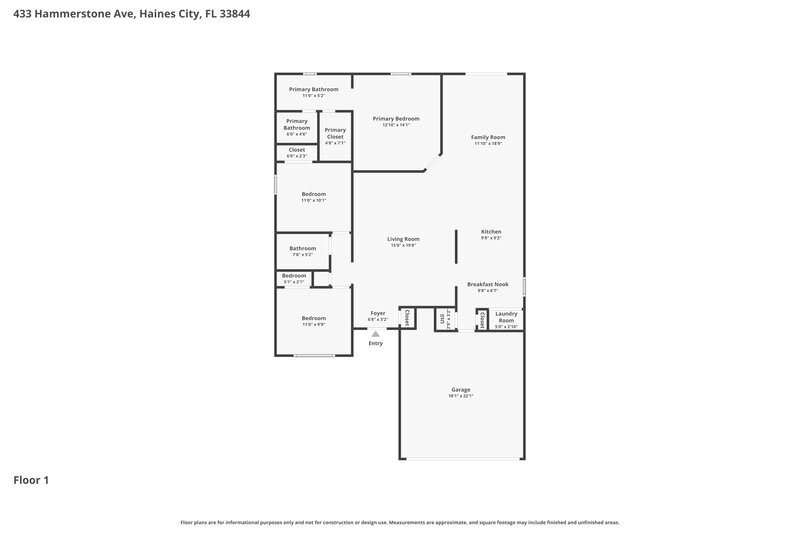 1,975/Mo, 433 Hammerstone Ave Haines City, FL 33844 Floor Plan View