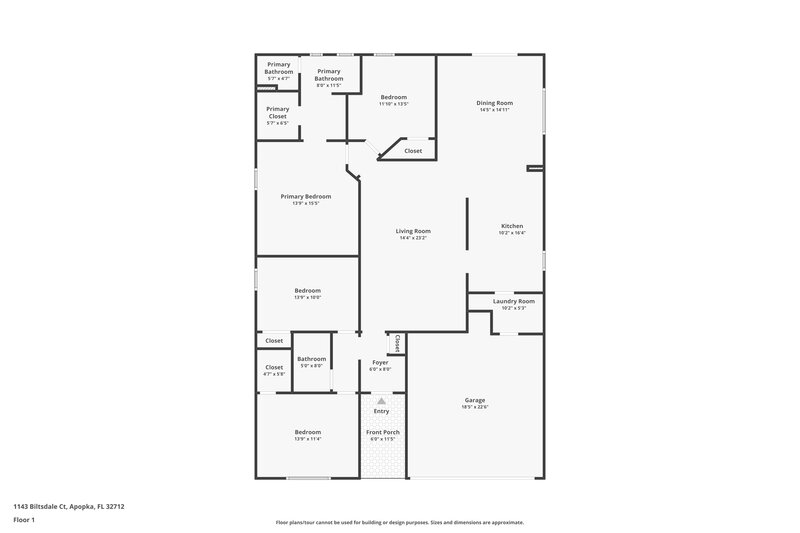 3,360/Mo, 1143 Biltsdale Ct Apopka, FL 32712 Floor Plan View