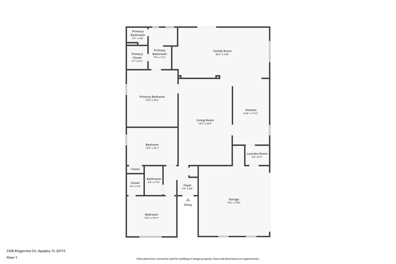 2,115/Mo, 2328 Kingscrest Cir Apopka, FL 32712 Floor Plan View