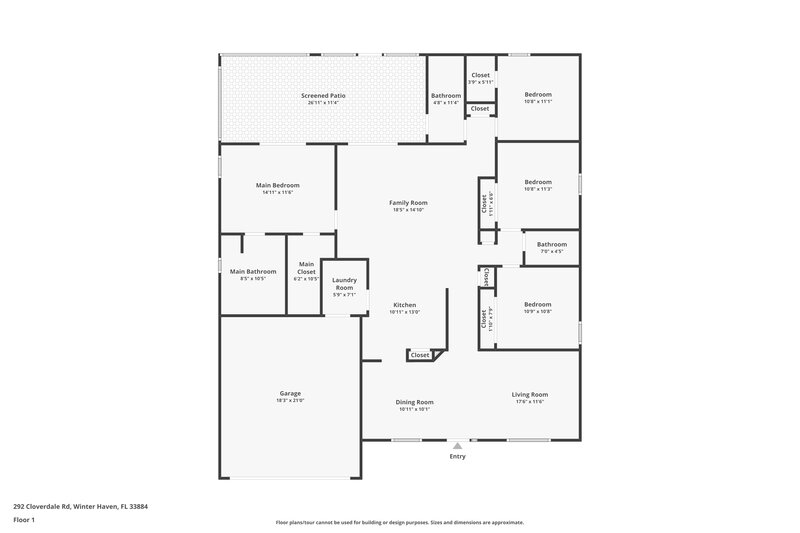 2,920/Mo, 292 Cloverdale Rd Winter Haven, FL 33884 Floor Plan View