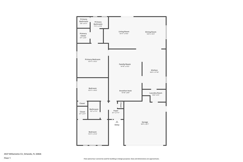 2,440/Mo, 4537 Willamette Cir Orlando, FL 32826 Floor Plan View