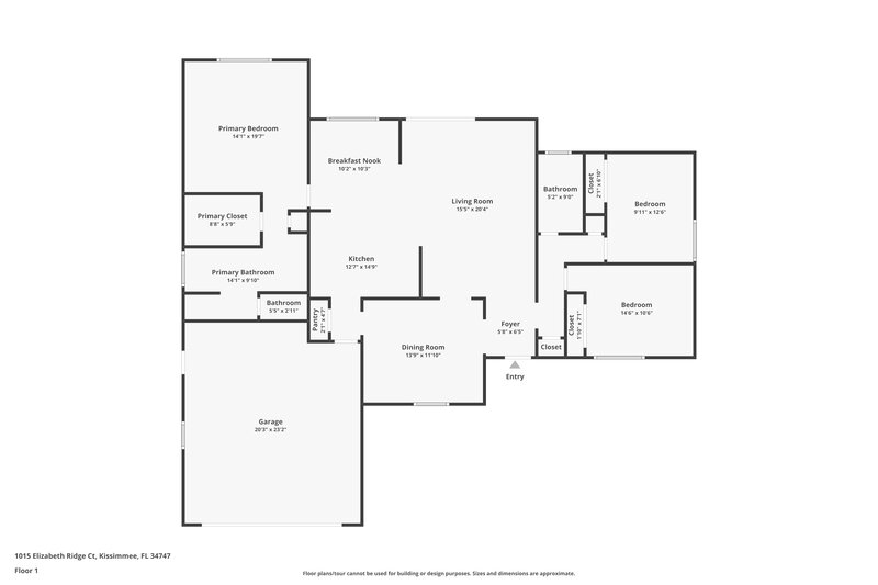 2,125/Mo, 1015 Elizabeth Ridge Ct Kissimmee, FL 34747 Floor Plan View