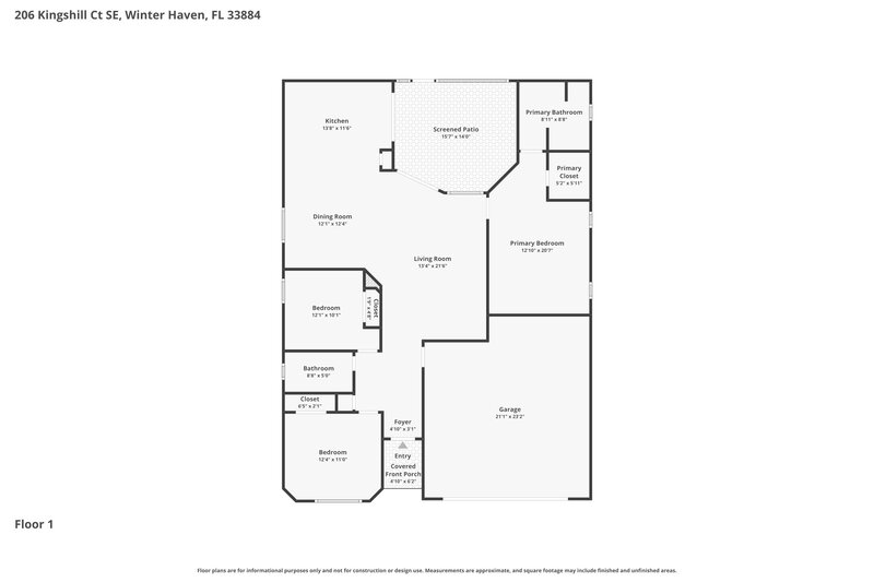 1,780/Mo, 206 Kingshill Ct SE Winter Haven, FL 33884 Floor Plan View