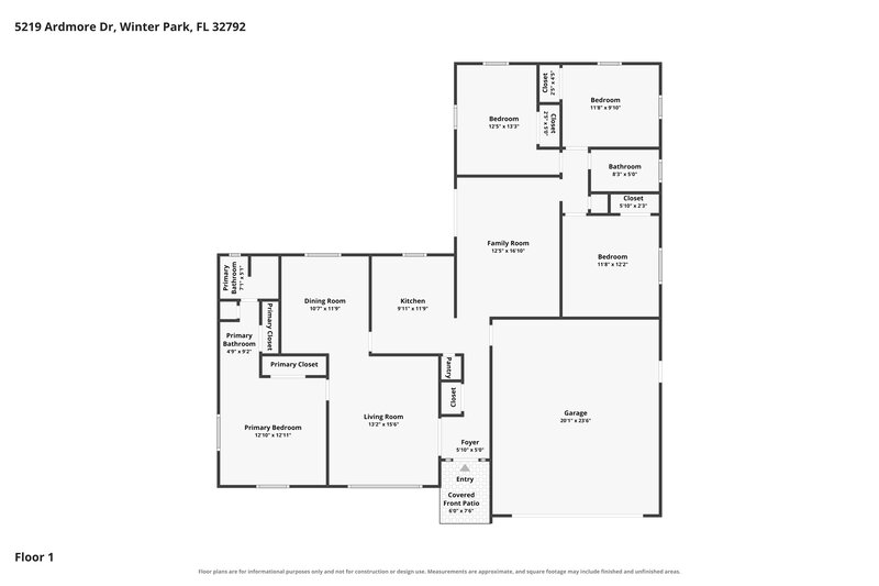 2,710/Mo, 5219 Ardmore Dr Winter Park, FL 32792 Floor Plan View