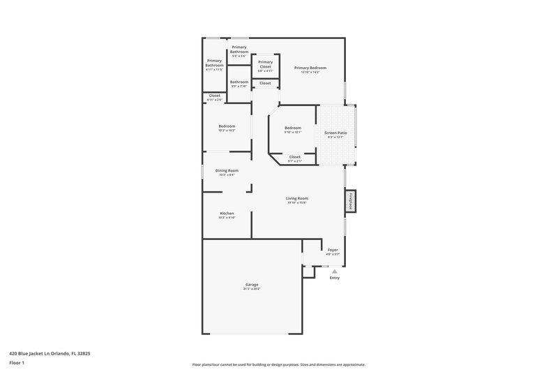 2,010/Mo, 420 Blue Jacket Ln Orlando, FL 32825 Floor Plan View