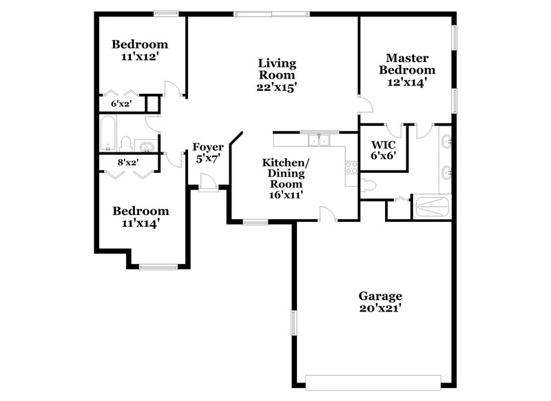 2,015/Mo, 5433 Red Bone Ln Orlando, FL 32810 Floor Plan View