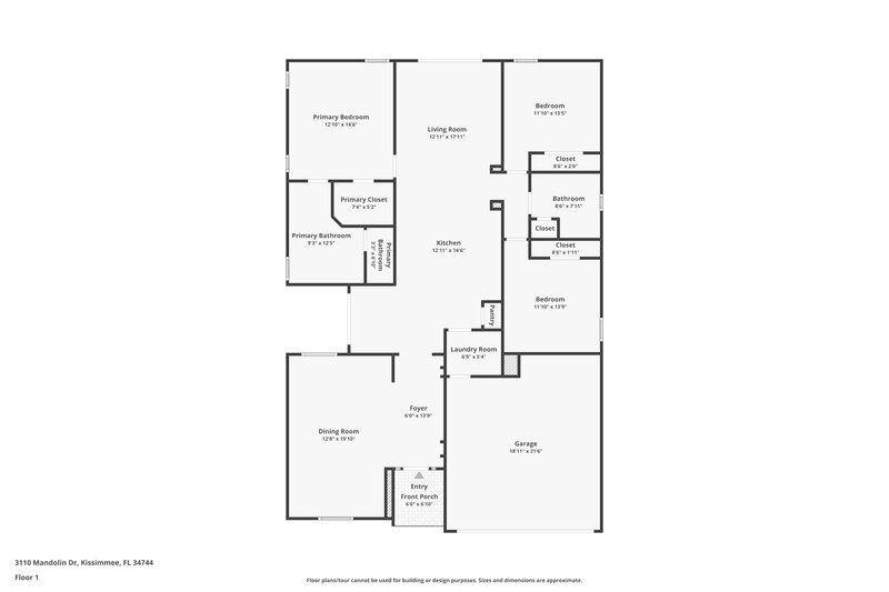 1,960/Mo, 3110 Mandolin Dr Kissimmee, FL 34744 Floor Plan View