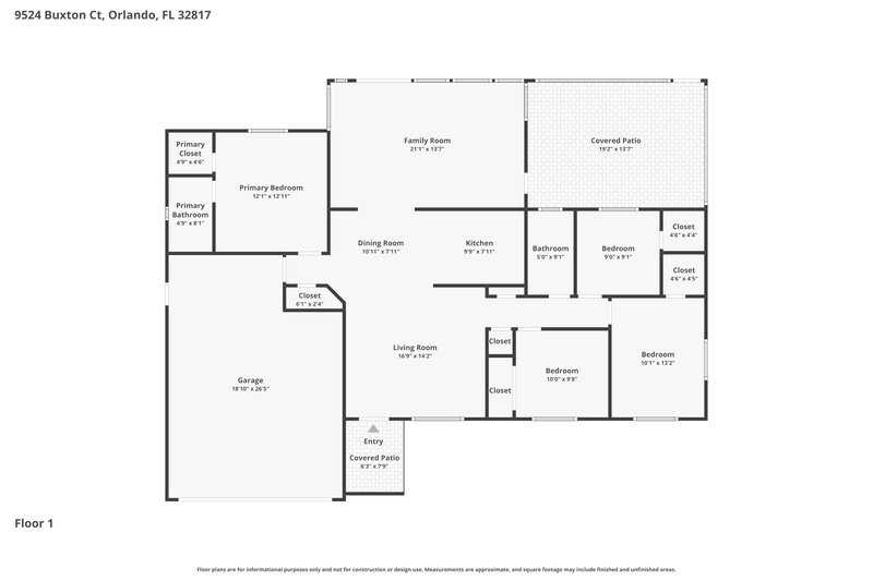 2,560/Mo, 9524 Buxton Ct Orlando, FL 32817 Floor Plan View