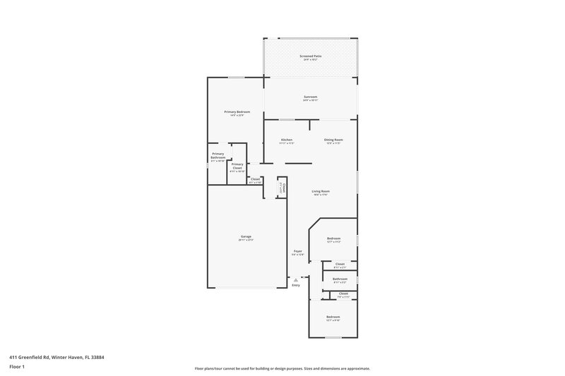 1,835/Mo, 411 Greenfield Rd Winter Haven, FL 33884 Floor Plan View