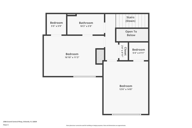 0/Mo, 2586 Grand Central Pkwy Apt 9 Orlando, FL 32839 Floorplan View 3