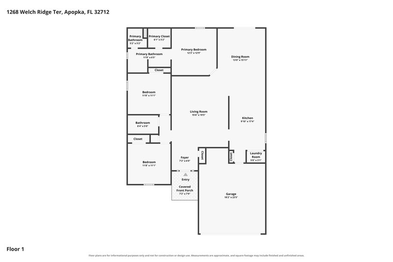 2,325/Mo, 1268 Welch Ridge Ter Apopka, FL 32712 Floor Plan View
