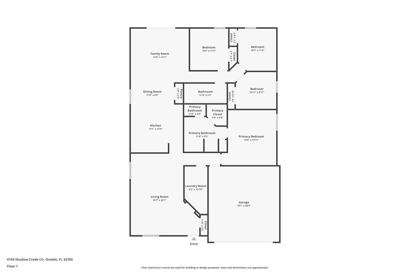 2,255/Mo, 4159 Shadow Creek Cir Oviedo, FL 32765 Floor Plan View