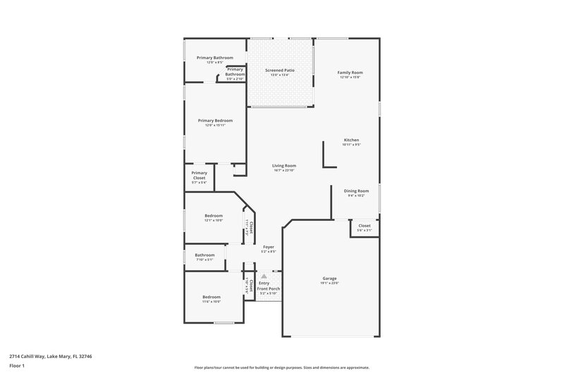 2,025/Mo, 2714 Cahill Way Lake Mary, FL 32746 Floor Plan View