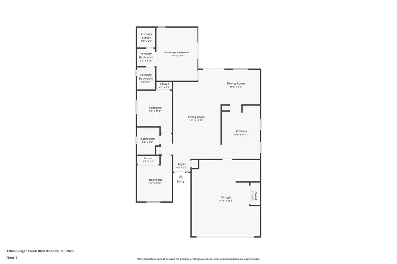 2,130/Mo, 13846 Ginger Creek Blvd Orlando, FL 32826 Floor Plan View