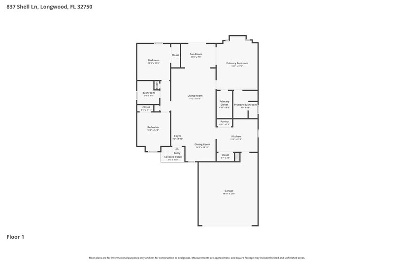 2,475/Mo, 837 Shell Ln Longwood, FL 32750 Floor Plan View