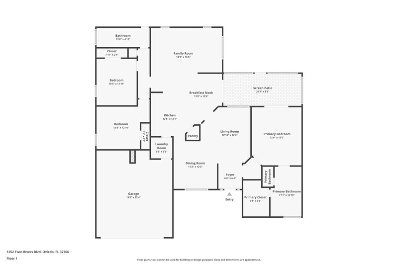 2,390/Mo, 1252 Twin Rivers Blvd Oviedo, FL 32766 Floor Plan View