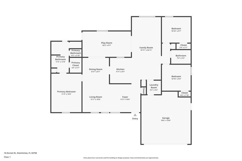 1,660/Mo, 16 Dorset Dr Kissimmee, FL 34758 Floor Plan View