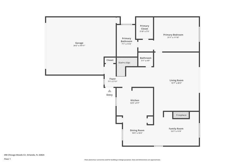 2,340/Mo, 490 Chicago Woods Cir Orlando, FL 32824 Floor Plan View