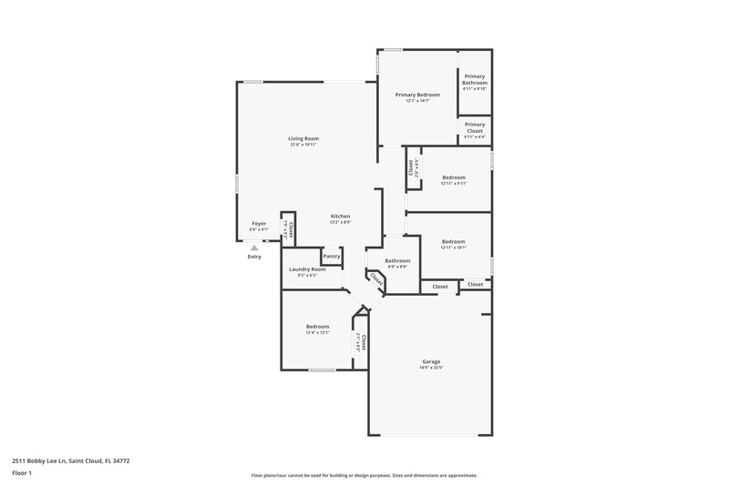 1,795/Mo, 2511 Bobby Lee Ln Saint Cloud, FL 34772 Floor Plan View