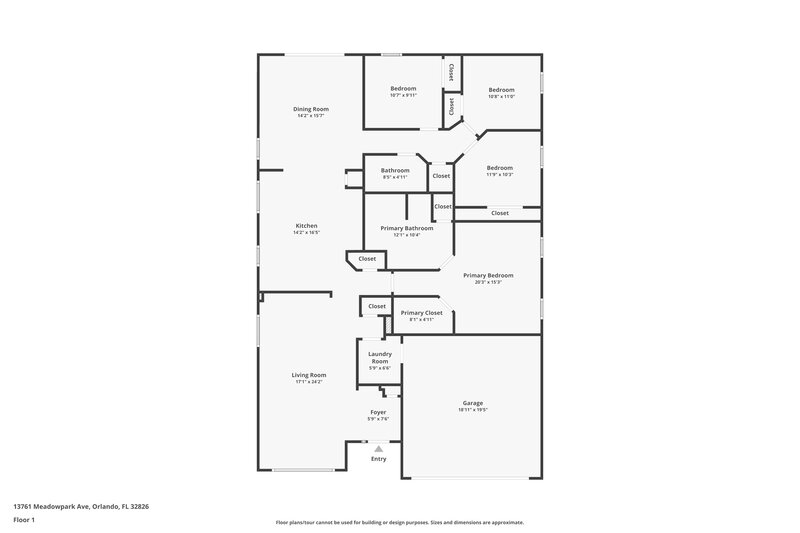 2,250/Mo, 13761 Meadowpark Ave Orlando, FL 32826 Floor Plan View