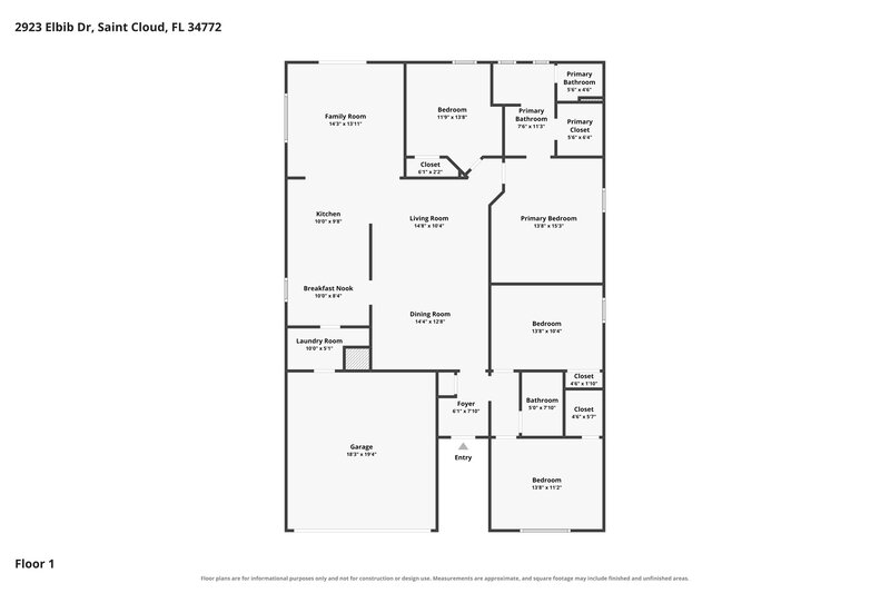 2,320/Mo, 2923 Elbib Dr Saint Cloud, FL 34772 Floor Plan View