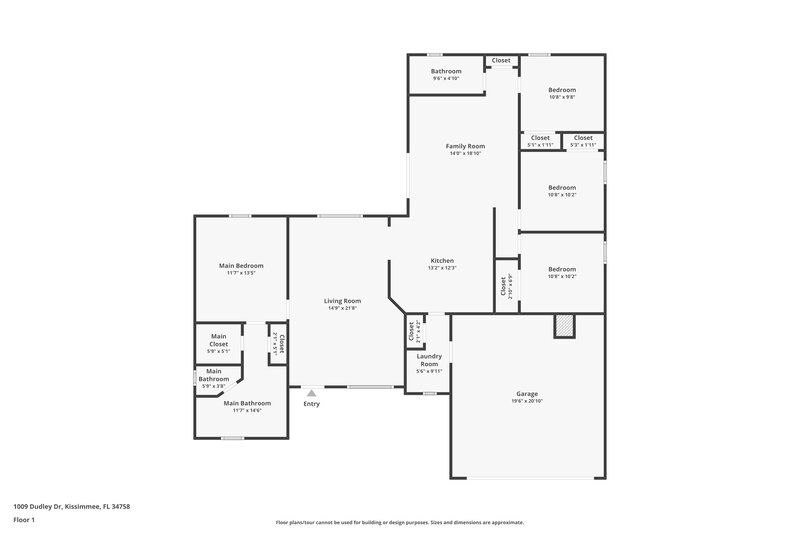 1,835/Mo, 1009 Dudley Dr Kissimmee, FL 34758 Floor Plan View