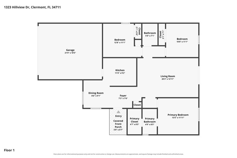 2,115/Mo, 1323 Hillview Dr Clermont, FL 34711 Floor Plan View