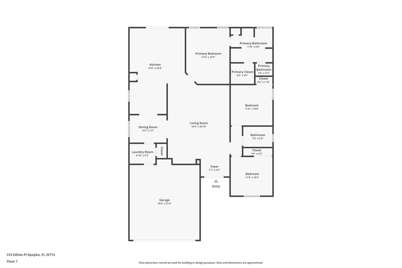 2,180/Mo, 312 Edisto Pl Apopka, FL 32712 Floor Plan View