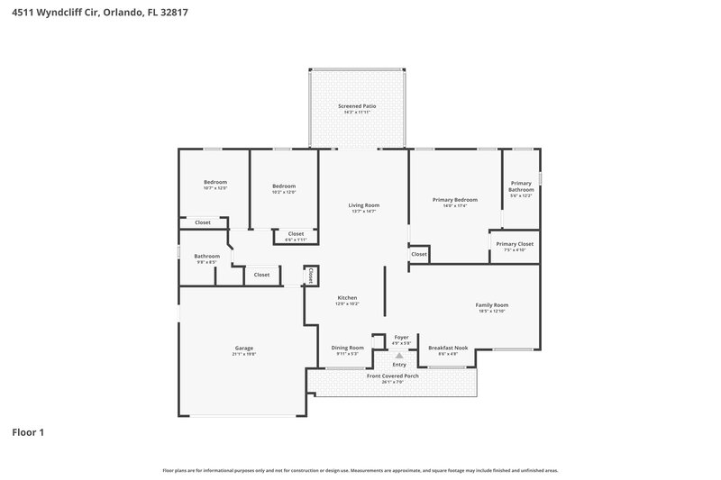 2,415/Mo, 4511 Wyndcliff Cir Orlando, FL 32817 Floor Plan View