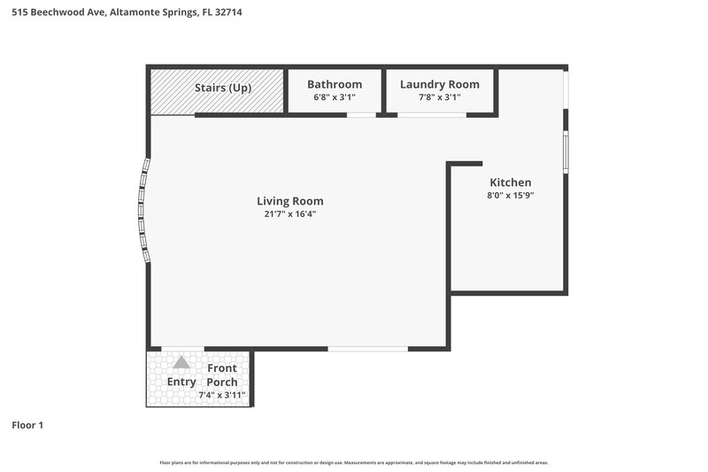 1,825/Mo, 515 Beechwood Ave Altamonte Springs, FL 32714 Floor Plan View