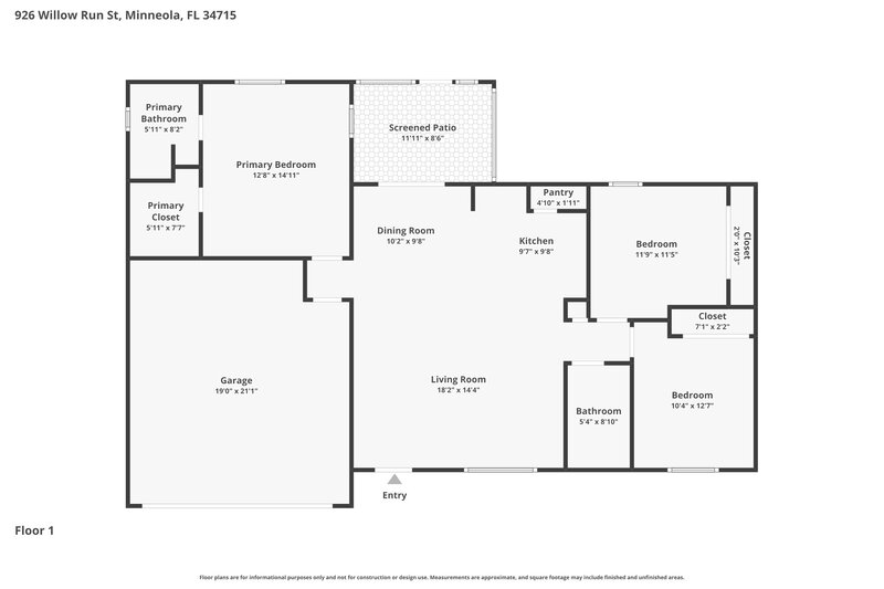 1,935/Mo, 926 Willow Run St Minneola, FL 34715 Floorplan View